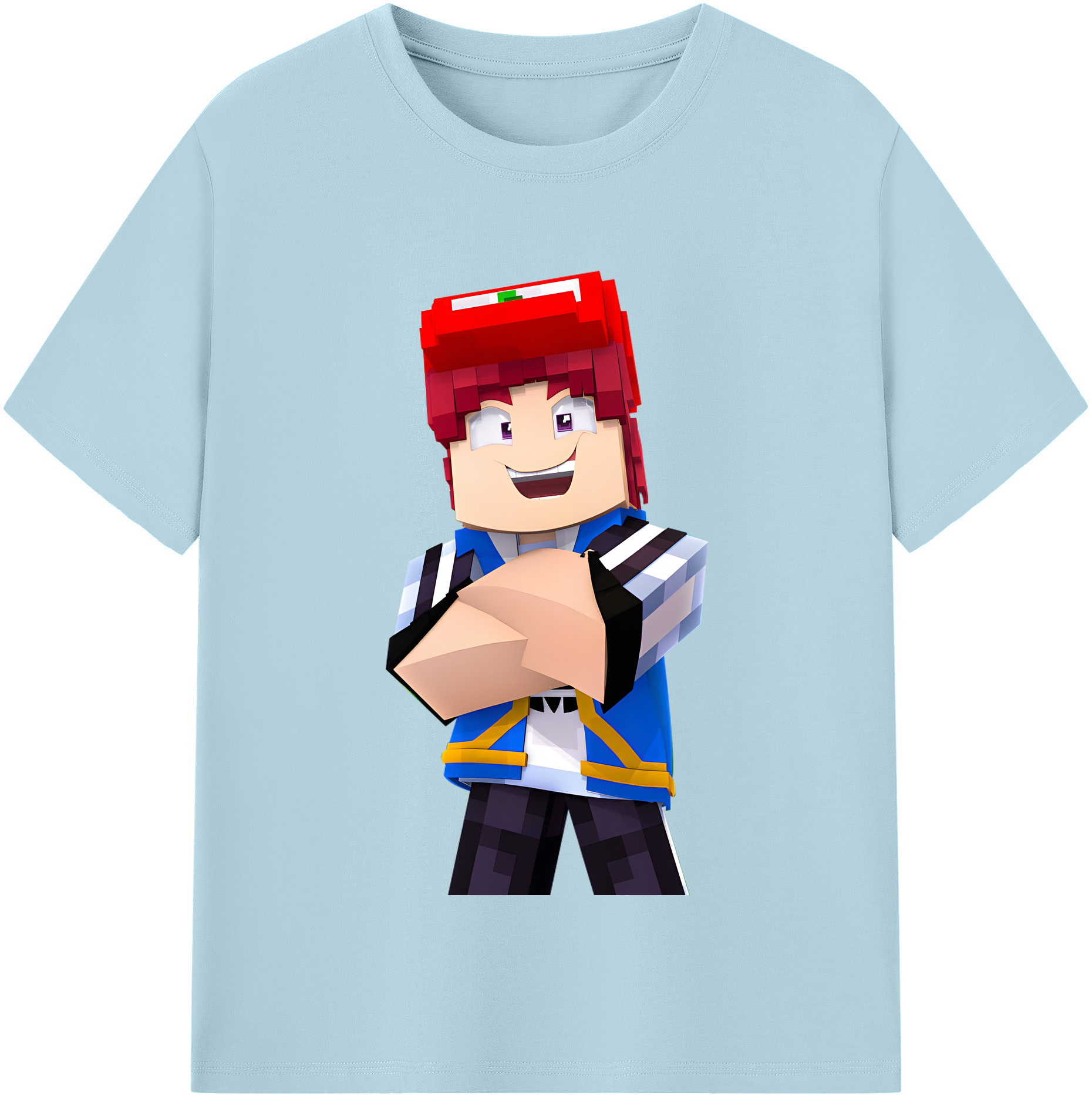 （画像用） マインクラフト ブロックの世界 Minecraft MC Block world 綿100％半袖Tシャツ（フロントプリント）